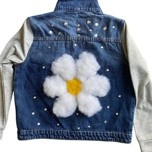 Children denim jacket with flower.